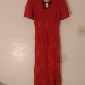 Olivia Rose Ruby Red New Old Stock Vintage Maxi Dress Sz 8